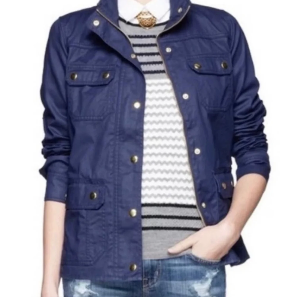 J. CREW Downtown Field Jacket Military Utility Navy Blue Women’s S